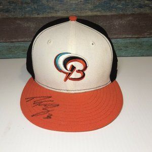Ryan Flaherty signed Bowie Baysox hat Game Used? B